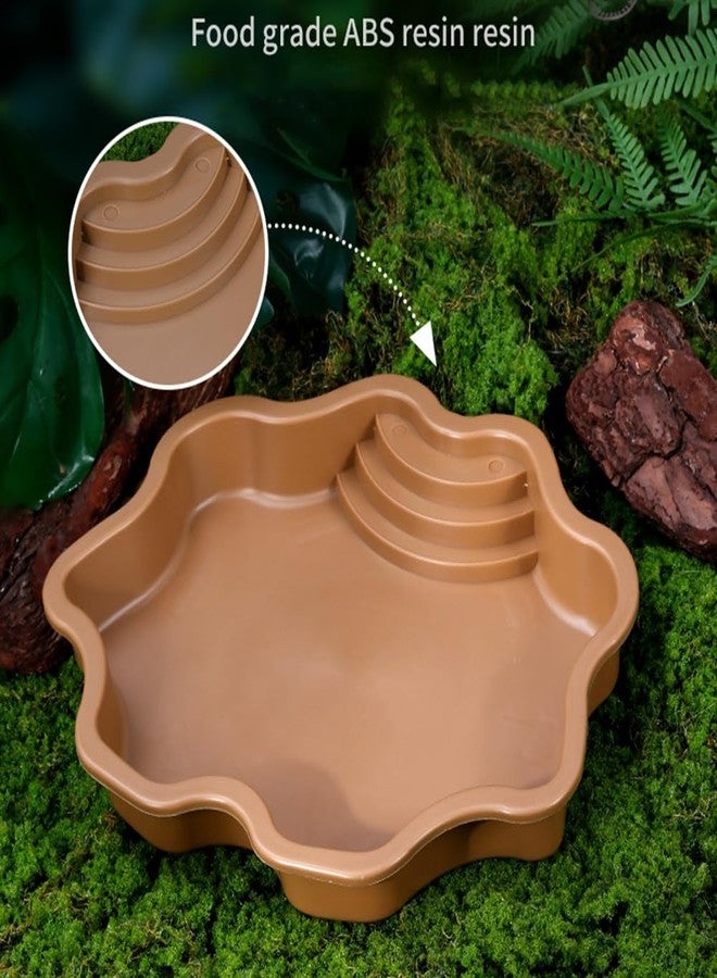 HIERYAN Turtle Bathing Pool, Reptile Feeding Dish Water Pot, Landscape Fish Tank Decoration, Lizard Turtle Bathing Pool for Aquatic Climbing Pet - Earthy Yellow - Image 3